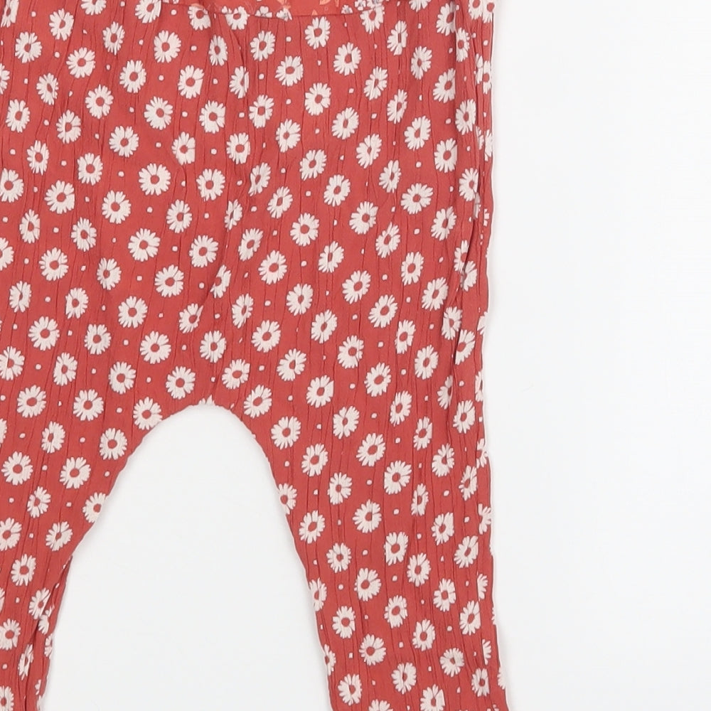 NEXT Girls Red Floral Trousers Size 9-12 Months