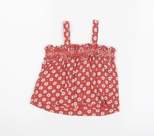 NEXT Girls Red Floral Basic Blouse Size 9-12 Months