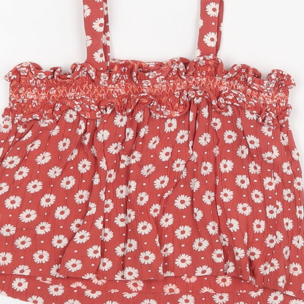 NEXT Girls Red Floral Basic Blouse Size 9-12 Months