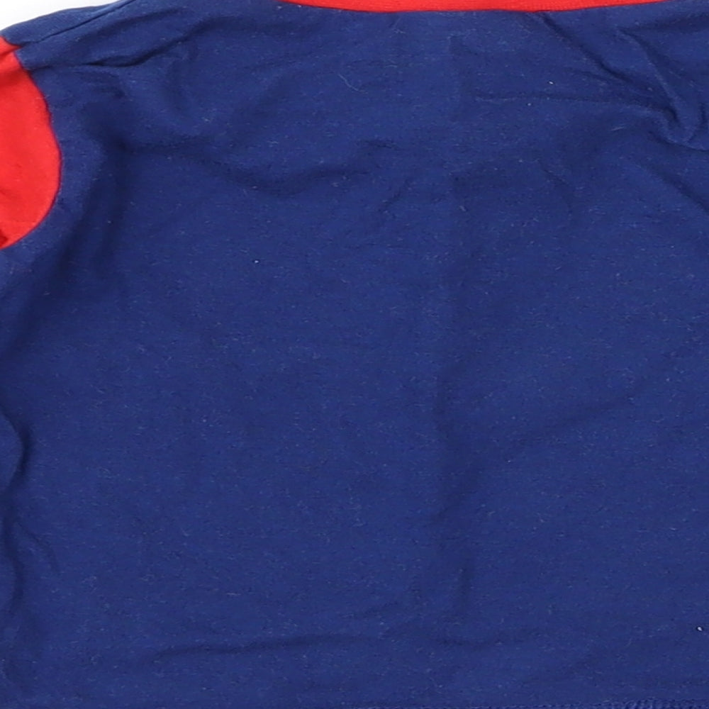 Brand and care label for Disney Baby boys’ blue pullover t-shirt, size 6-9, months - mickey mouse