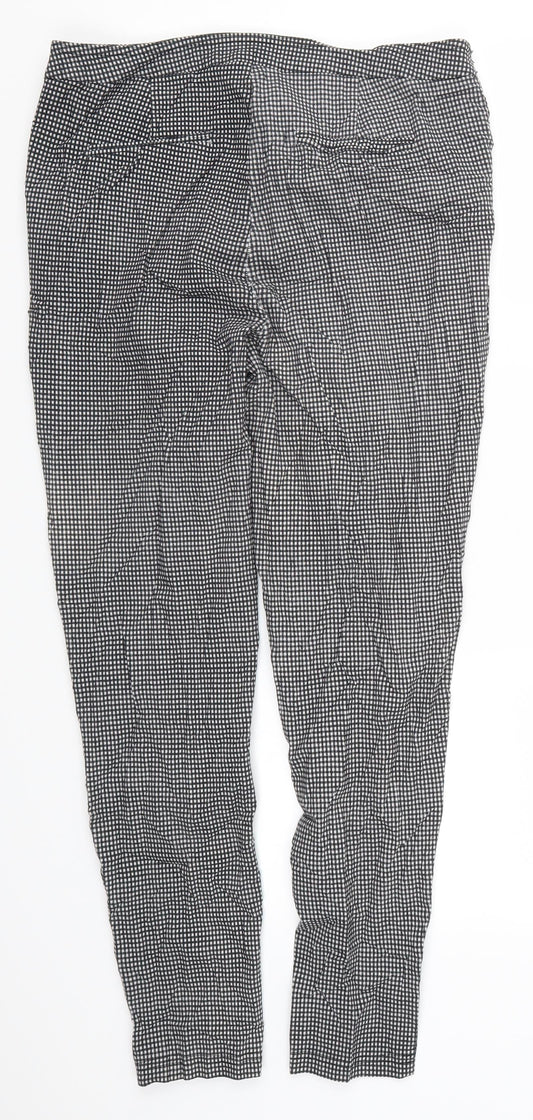 New Look Womens Grey Check Trousers Size 14 L27 in