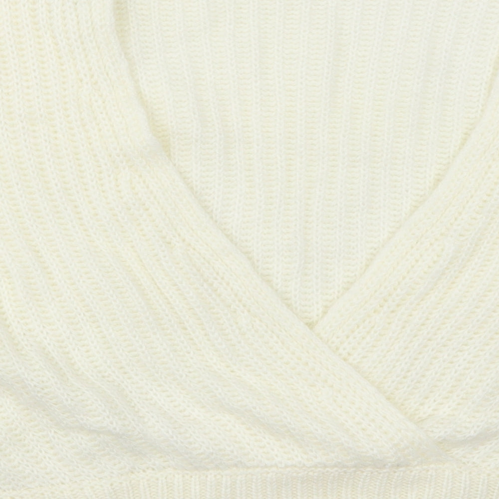 Brand and care label for ASOS women’s ivory knit jumper, size UK 10, - open back