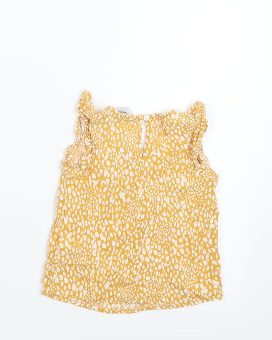 Primark Girls Yellow Geometric Basic T-Shirt Size 2-3 Years