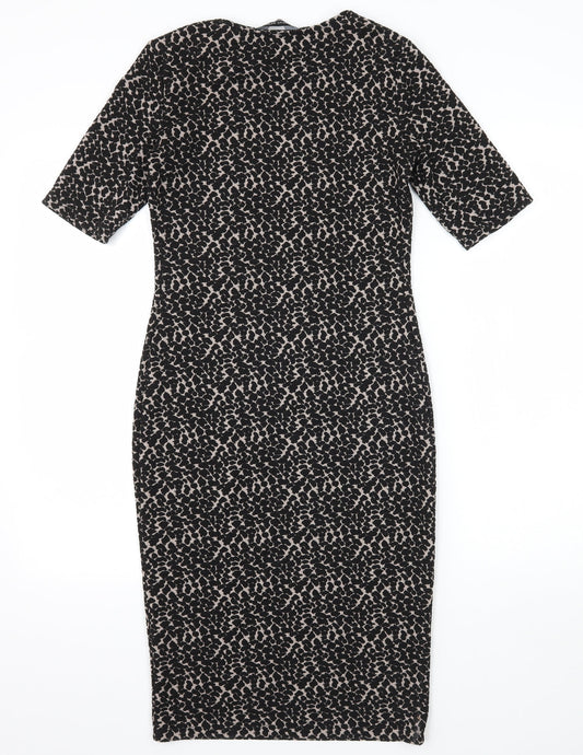 Dorothy Perkins Womens Black Animal Print Jacquard Pencil Dress Size 6