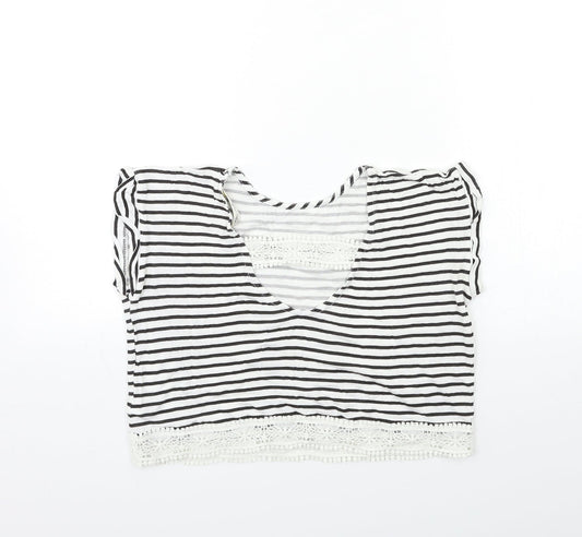 Miss Selfridge Womens Blue Striped Basic T-Shirt Size 6