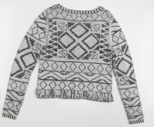 Love Label Womens White Argyle/Diamond Pullover Jumper Size 10