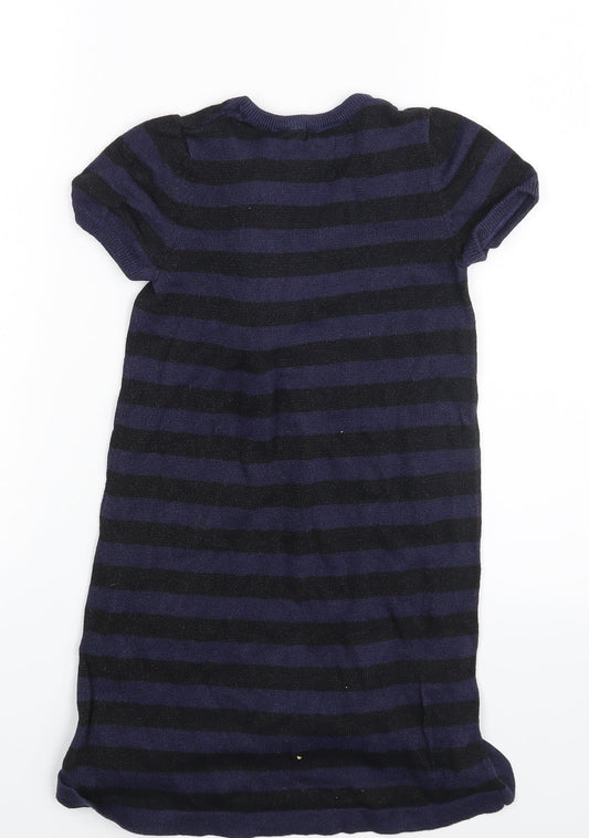 H&M Girls Blue Spotted A-Line Size 6-7 Years
