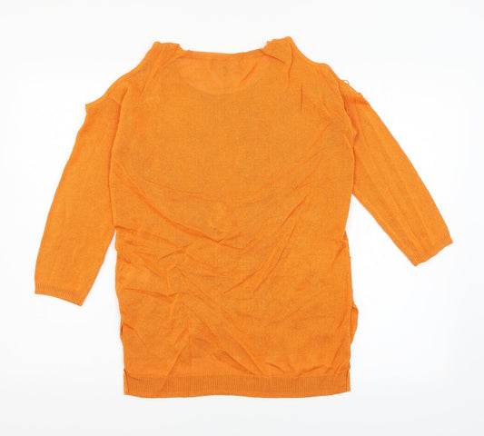 NEXT Womens Orange Knit Pullover Jumper Size 6 - Cut out shoulder