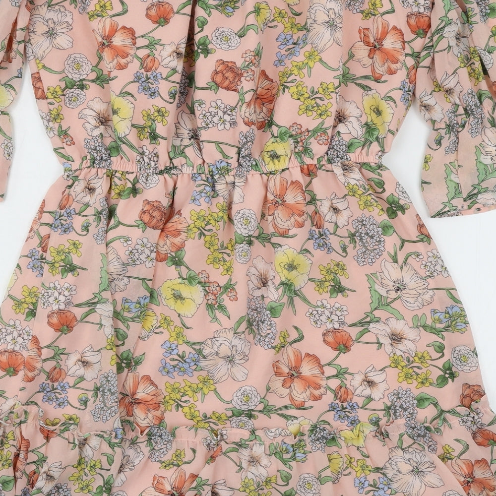 FOREVER 21 Womens Pink Floral Fit & Flare Size M