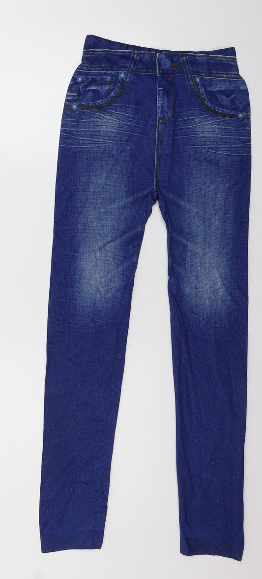 lwuparty Womens Blue Geometric Capri Leggings Size 26 in L26 in - Jegging look