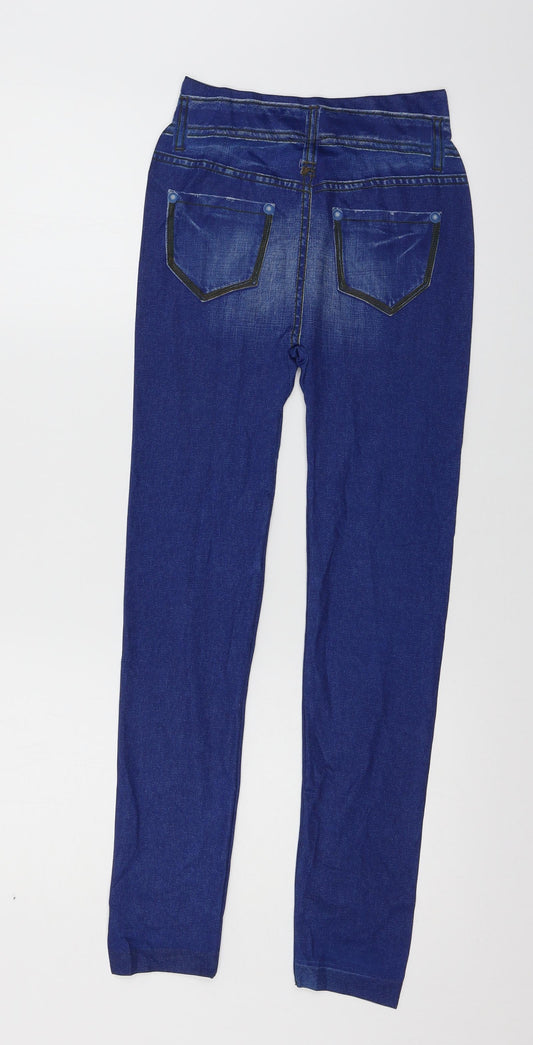 lwuparty Womens Blue Geometric Capri Leggings Size 26 in L26 in - Jegging look