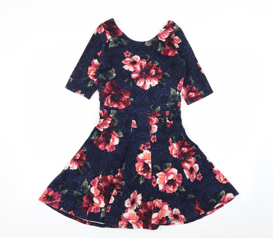 Hollister Womens Multicoloured Floral Fit & Flare Size XS