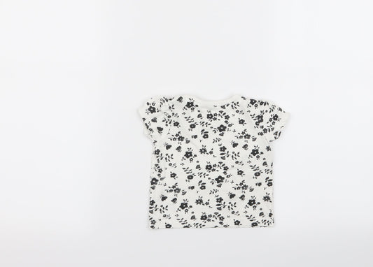 nut,eg Girls White Floral Basic T-Shirt Size 3-6 Months