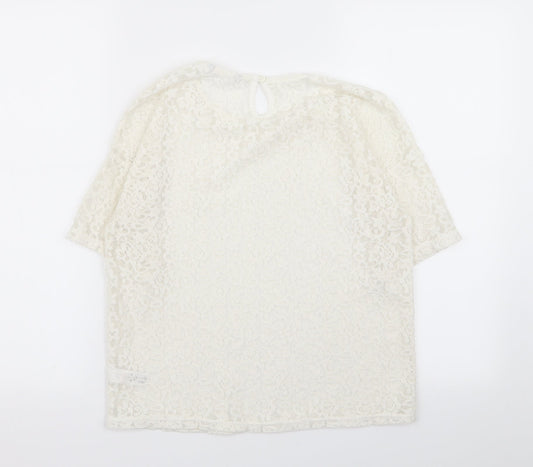 Asda George Girls White Geometric Basic T-Shirt Size 11-12 Years
