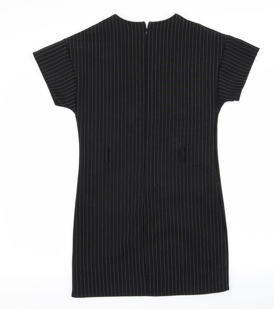 PLT Womens Black Striped A-Line Size 6