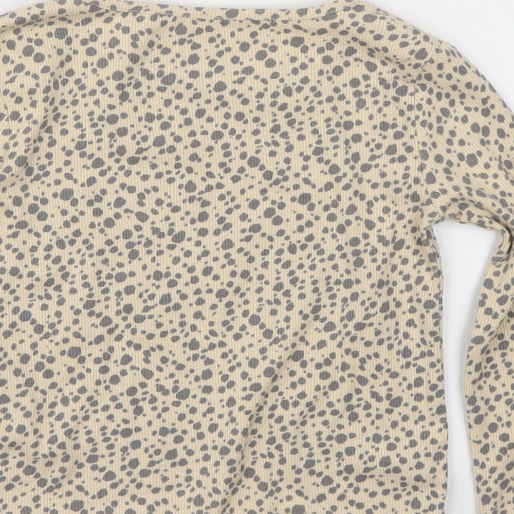 Brand and care label for Next girls’ beige animal print basic t-shirt, size 2-3, years
