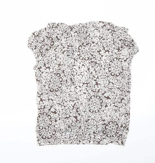 WESTONE Womens Brown Floral Basic T-Shirt Size 12