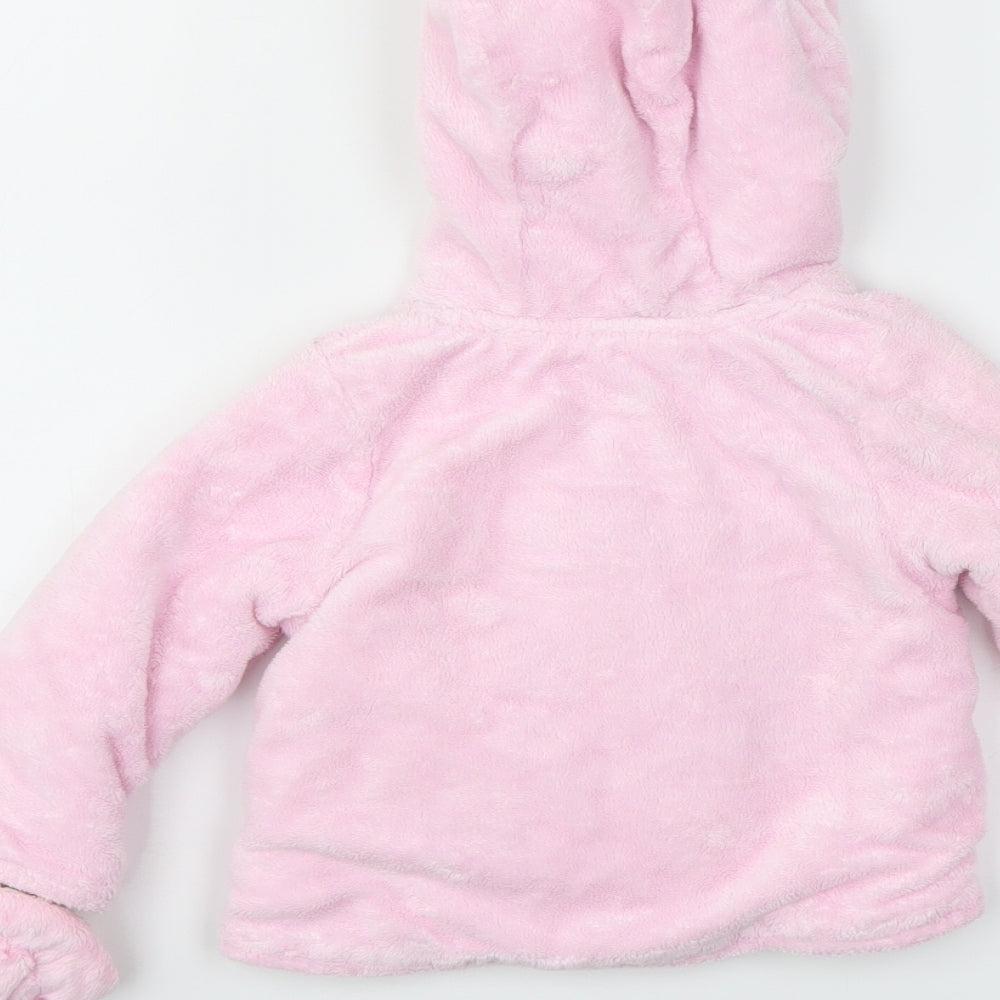 Brand and care label for Disney girls’ pink jacket coat, size 3-6, months
