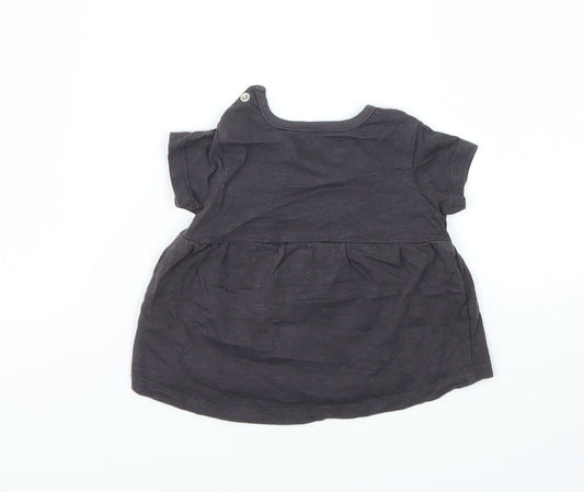 Nutmeg Girls Grey Animal Print Basic T-Shirt Size 0-3 Months