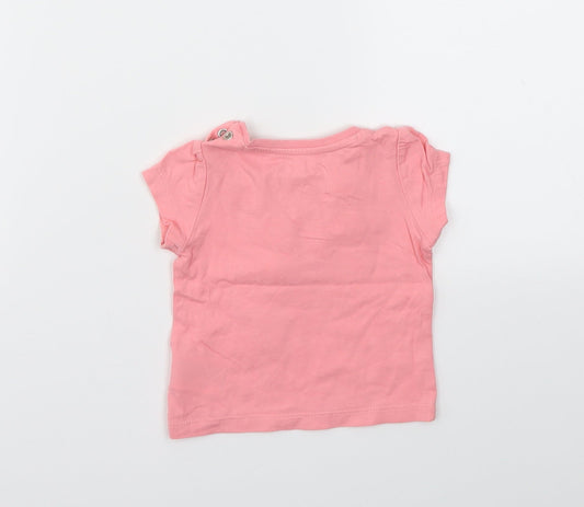 M Girls Pink Floral Basic T-Shirt Size 3-6 Months