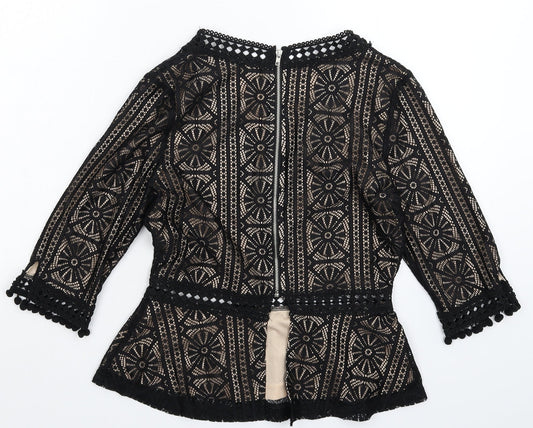 TEMT Womens Black Geometric Basic Blouse Size S
