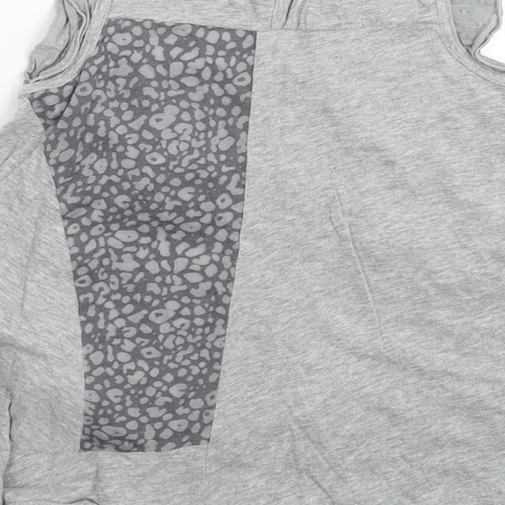 Brand and care label for Next girls’ grey animal print fit & flare, size 12-18, months