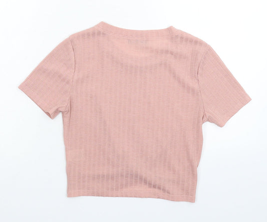 Dotti Womens Pink Basic T-Shirt Size XS