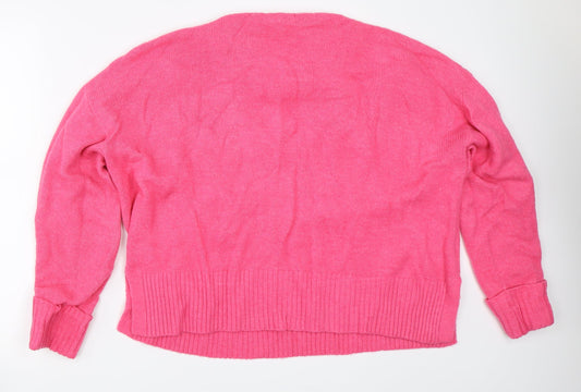 Find Womens Pink Pullover Jumper Size L