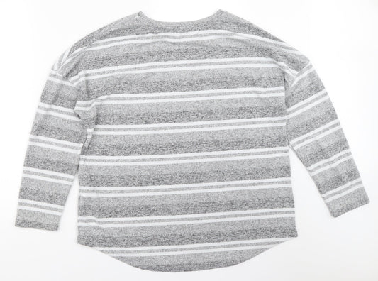 Peacocks Womens Grey Striped Pullover Jumper Size 16