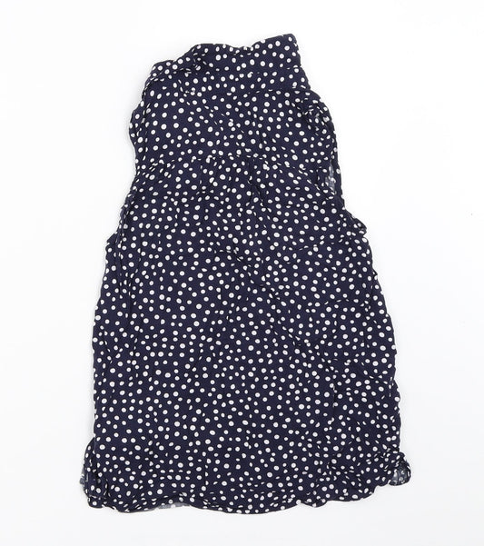 Nutmeg Girls Blue Polka Dot Basic Button-Up Size 9-10 Years