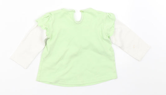 George Girls Green Basic T-Shirt Size 6-9 Months