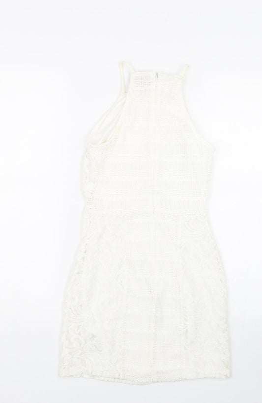 Topsho Womens White Floral Lace Tank Dress Size 4