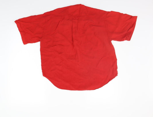 DETAILS Womens Red Basic Button-Up Size L