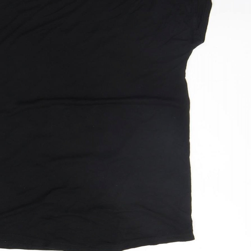 Brand and care label for Evie girls’ black basic t-shirt, size 7-8, years