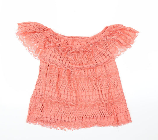 Preworn Womens Pink Basic Blouse Size 14