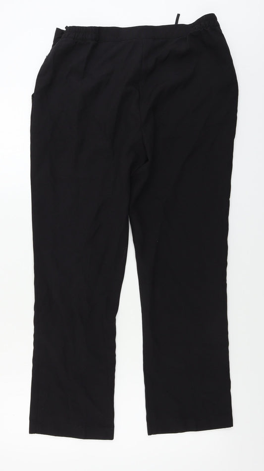Preworn Womens Black Trousers Size 14 L26 in