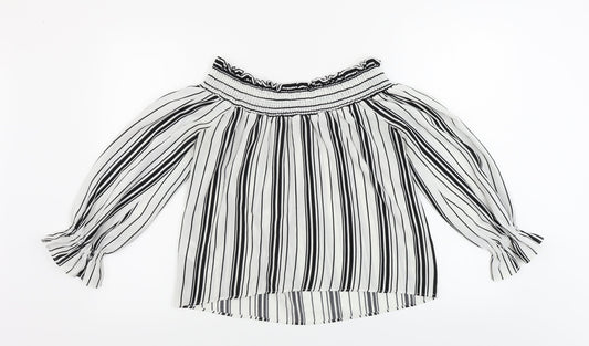 Lipsy Womens White Striped Basic Blouse Size 10