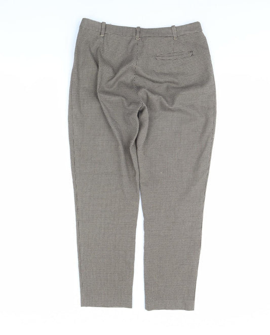Oasis Womens Brown Herringbone Trousers Size 10 L27 in