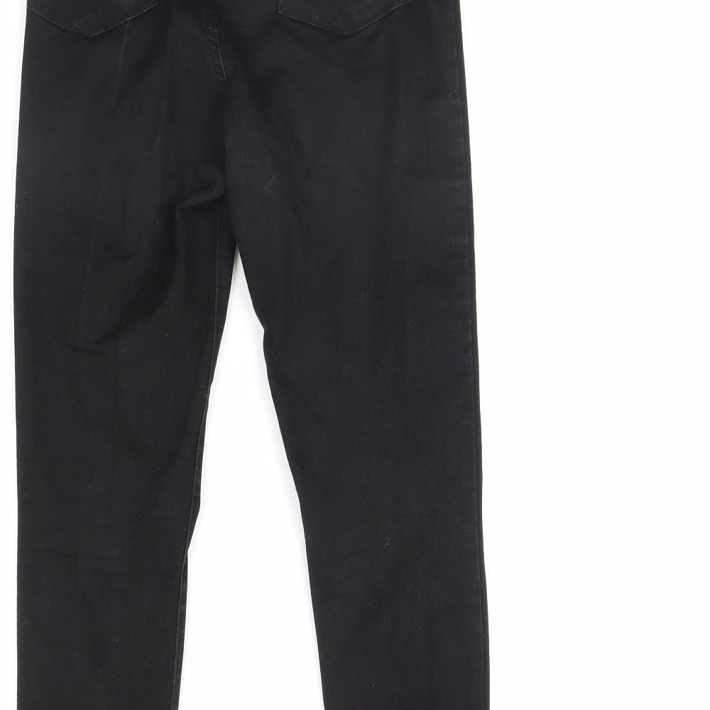 Brand and care label for Denim & Co. women’s black skinny jeans, size UK 12, 29-inch leg