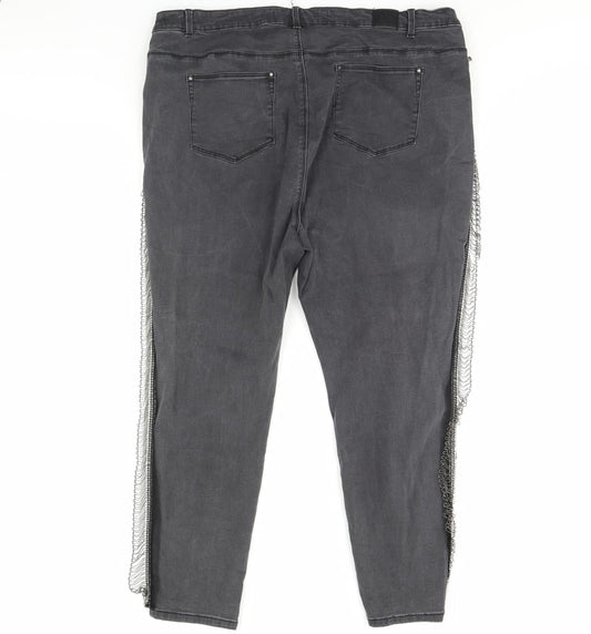 Simply Be Womens Black Denim Straight Jeans Size 42 in L29 in