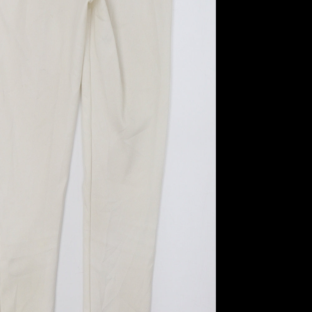 PRETTYLITTLETHING Womens Ivory Trousers Size 6 L28 in