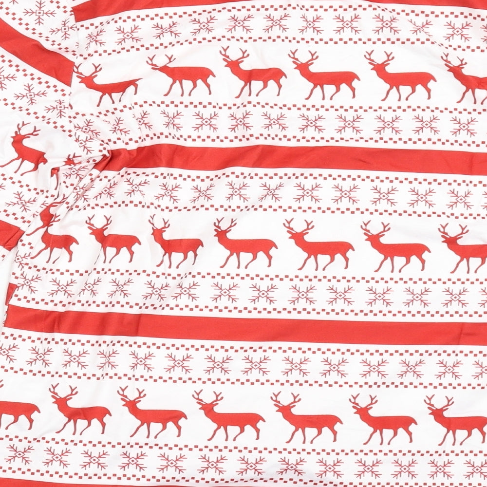 SheIn Womens Red Animal Print Top Pyjama Top Size S - Reindeer