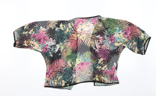 Miss Look Womens Black Floral Shrug Jumper Size M