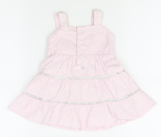minibasix Girls Pink Pinafore/Dungaree Dress Size 9-12 Months