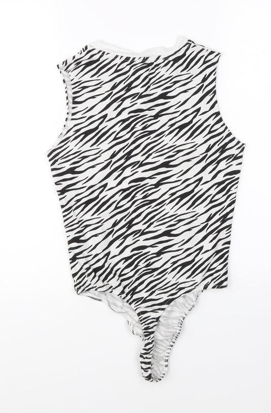 ASOS Womens White Animal Print Romper One-Piece Size 10