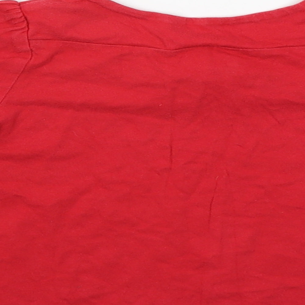 Brand and care label for Next girls’ red basic t-shirt, size 18-24, months