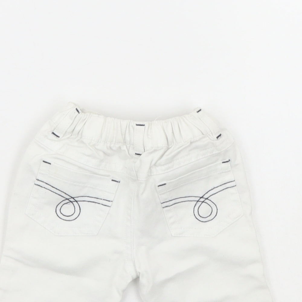 Brand and care label for Early Days Baby White Denim Cropped Trousers, size 0-3, Months