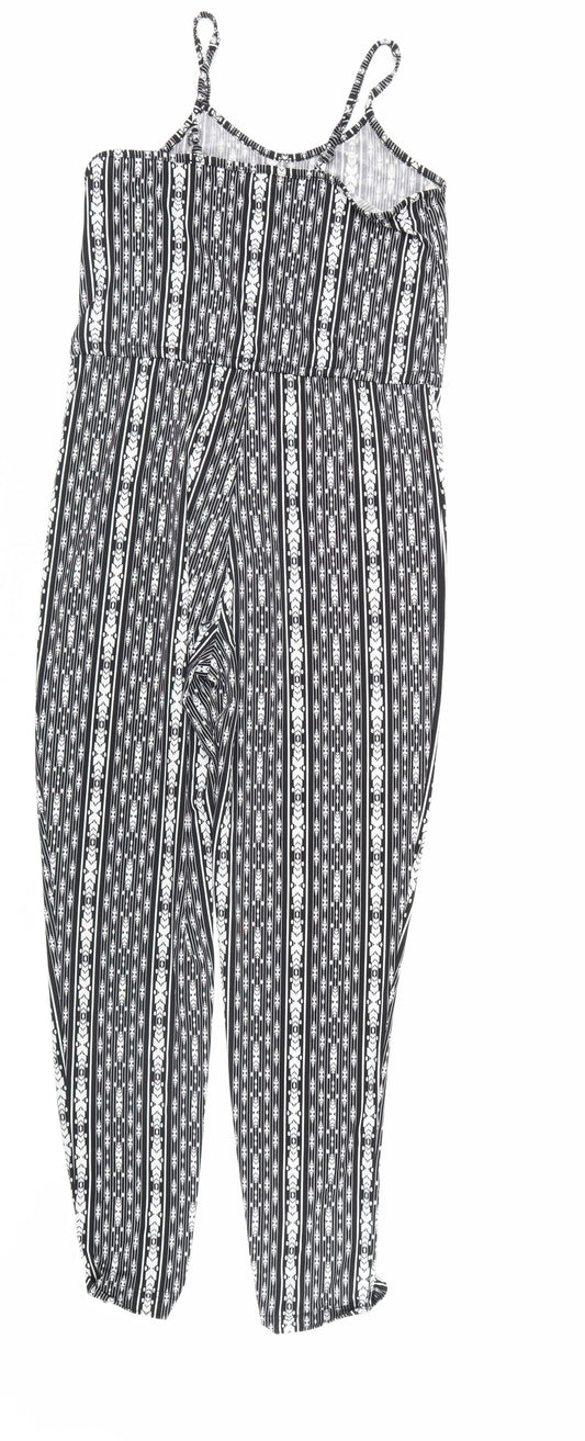 QED London Womens Black Geometric Jumpsuit One-Piece Size 8