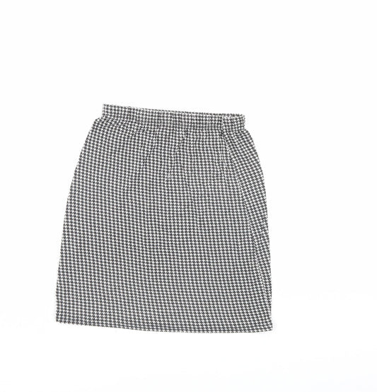 PRETTYLITTLETHING Womens Black Herringbone Mini Skirt Size 10