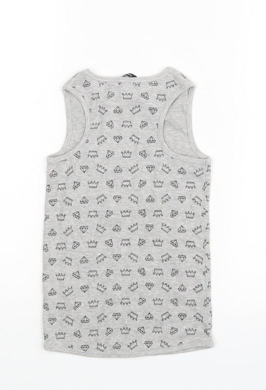 George Girls Grey Basic T-Shirt Size 7-8 Years